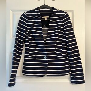 Banana Republic Navy and White Striped Women's Blazer